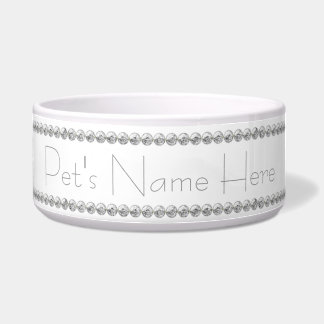Custom Text Silver Bead Blingy Ceramic Dishes