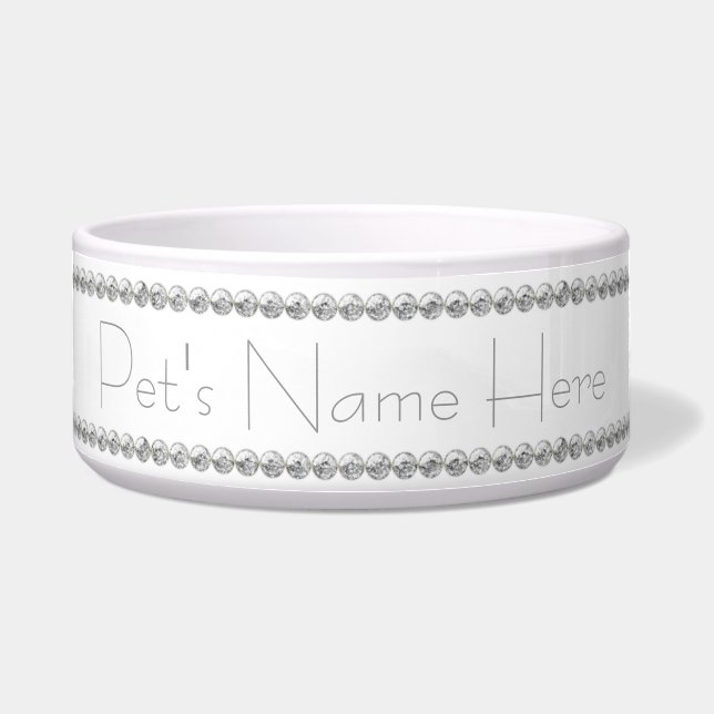 Custom Text Silver Bead Blingy Ceramic Dishes (Front)