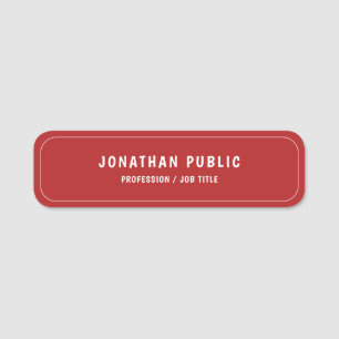 Custom Text Simple Template Red & White Christmas Name Tag