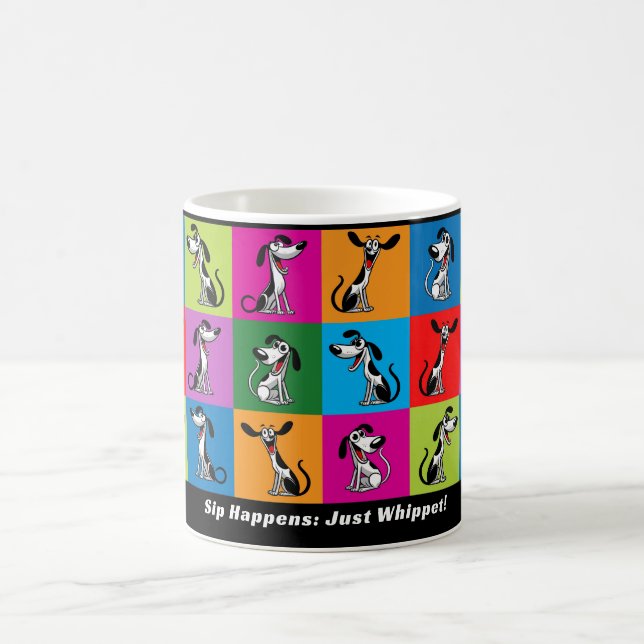 Custom text Sip Happens: Just Whippet! Coffee Mug (Center)