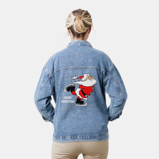 Custom Text Skating Santa Denim Jacket (Model)