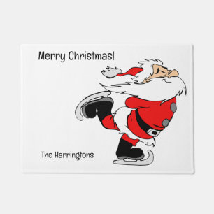 Custom Text Skating Santa Doormat