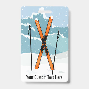 Custom Text Ski badges ID Badge