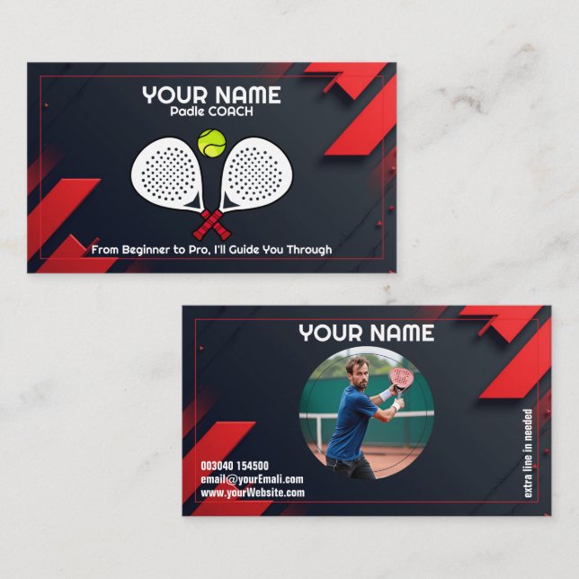 🎾Custom text,  Smash & Serve Custom Padel Coach Business Card (Front/Back)