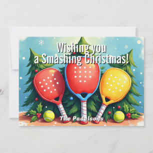 🎾🎄Custom text, Smash & Sparkle Holiday Card