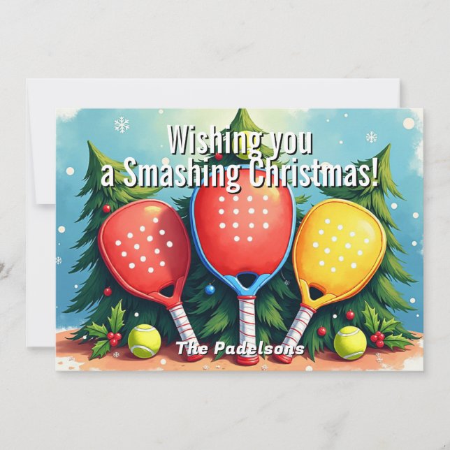 🎾🎄Custom text, Smash & Sparkle Holiday Card (Front)