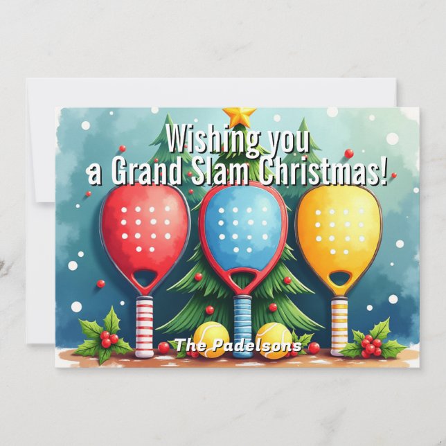 🎾🎄Custom text, Snowfall Smashmas Holiday Card (Front)