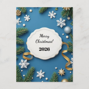❄️ Custom Text Snowflake Winter Magic Blue Festive Holiday Postcard