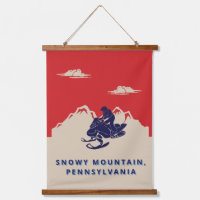 Custom Text Snowmobile Mountains Vintage Travel