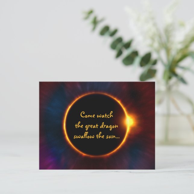 Custom Text Solar Eclipse Party Invitation Postcard (Standing Front)