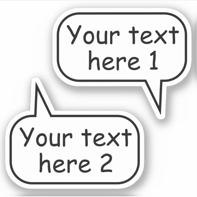 Custom text speech word bubbles set of two (Front)