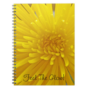 Custom Text Spiky Yellow Dahlia Flower Photograph Notebook