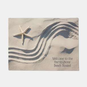 Custom text Starfish beach house door mat