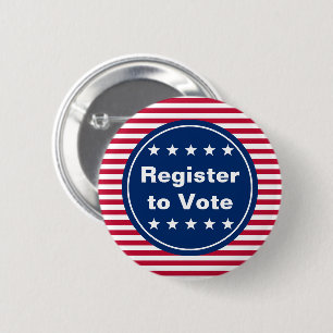 Custom Text Stars and Stripes Register to Vote 6 Cm Round Badge