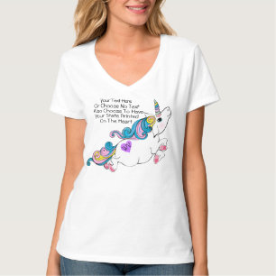 Custom Text/ State Heart Unicorn Pink Blue Purple T-Shirt