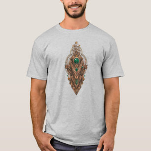 Custom Text Steampunk Emerald Gemstone Tribal T-Shirt