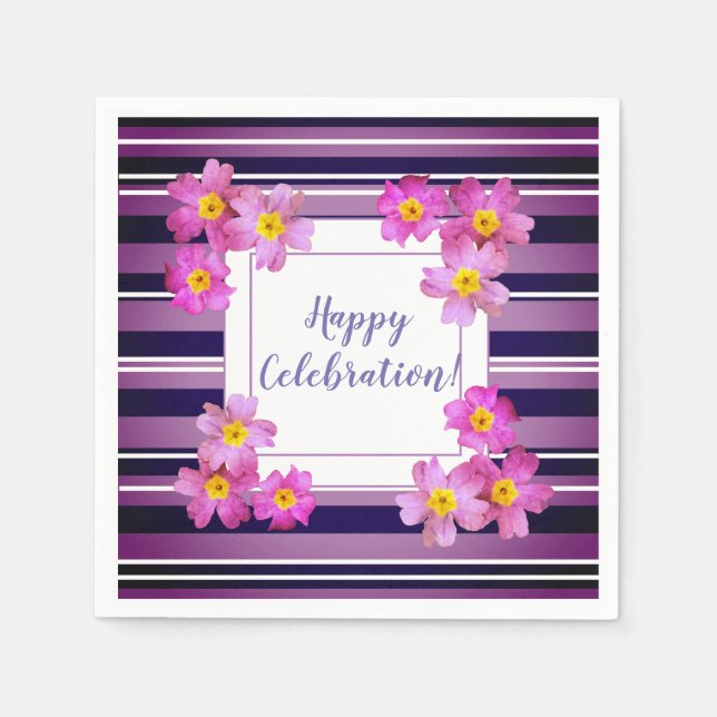 Custom Text Stripes Floral Napkins (Front)