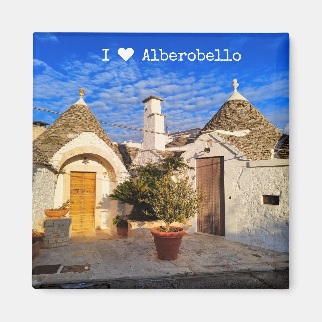 Custom text, stunning town of Alberobello, Puglia  Magnet (Front)