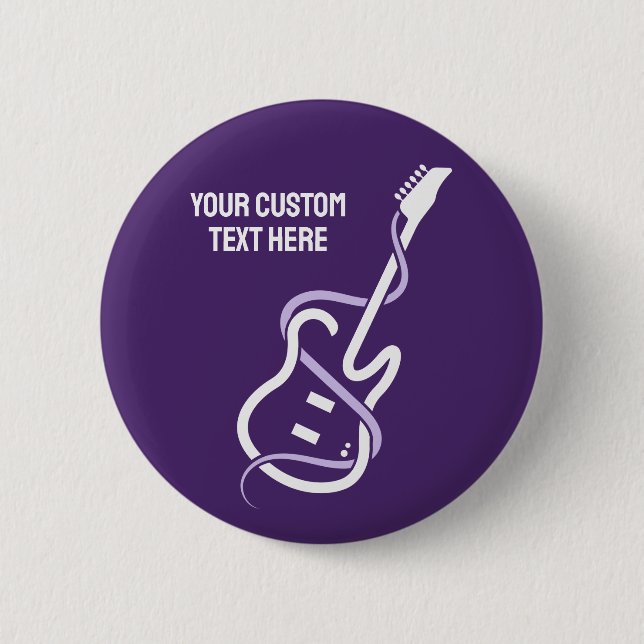 Custom Text Stylised Guitar 6 Cm Round Badge (Front)
