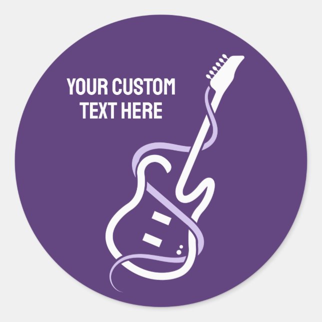 Custom Text Stylised Guitar Classic Round Sticker (Front)