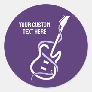 Custom Text Stylised Guitar Classic Round Sticker