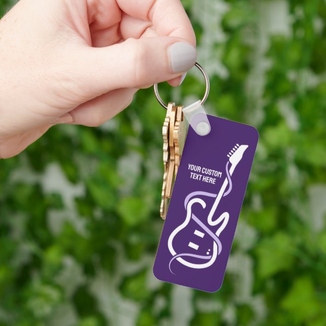 Custom Text Stylised Guitar Key Ring (Hand)