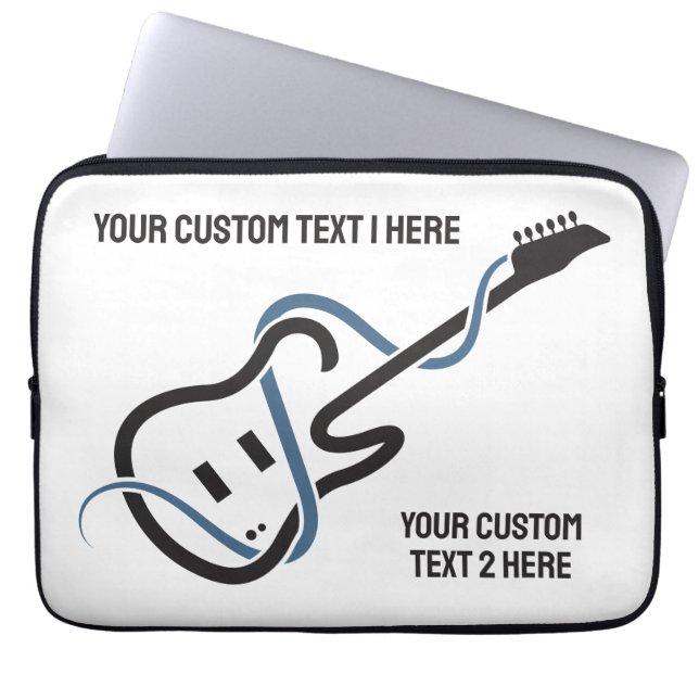 Custom Text Stylised Guitar Laptop Sleeve (Front)