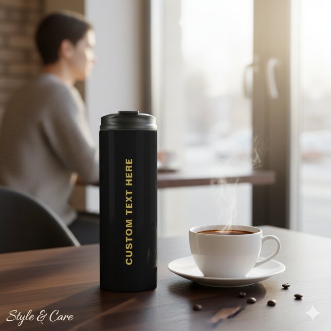 Custom Text Stylish Classic Black Thermal Tumbler (Custom Text Stylish Classic Black Thermal Tumbler)