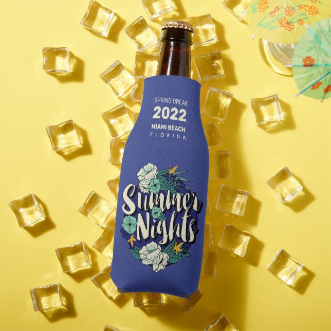 Custom Text Summer Nights Bottle Cooler (In Situ Summer)
