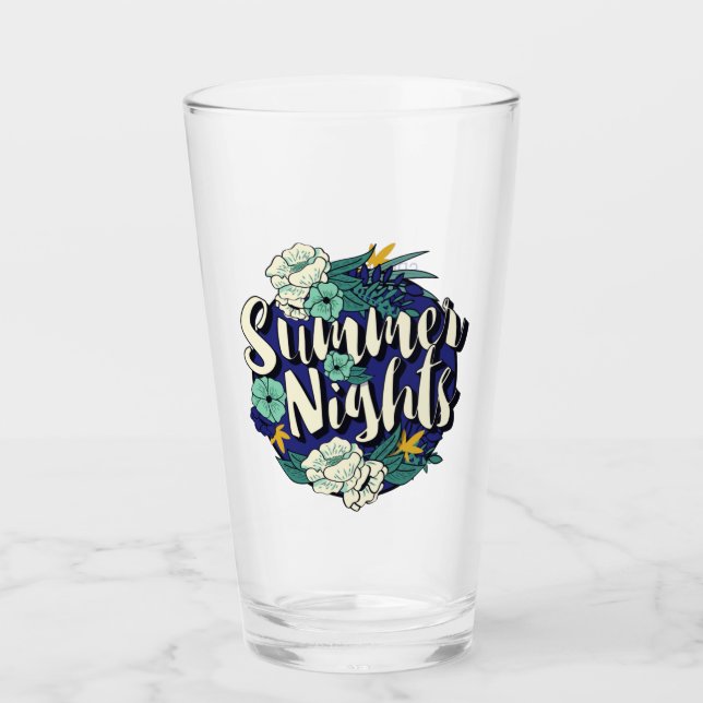Custom Text Summer Nights Glass (Front)