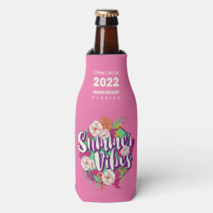 Custom Text Summer Vibes Bottle Cooler