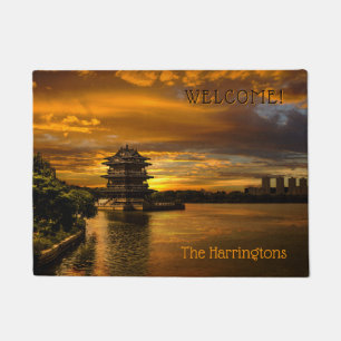 Custom text Sunset near Yixing door mat