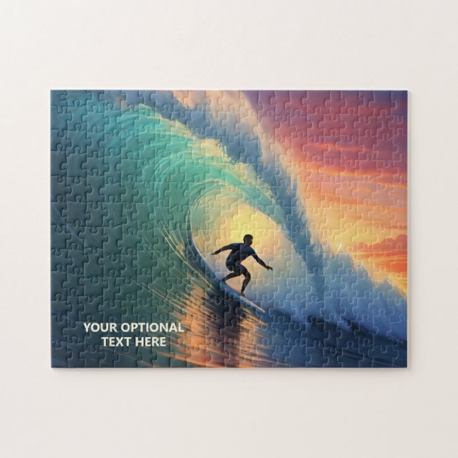 Custom Text Surfing Jigsaw Puzzle (Horizontal)