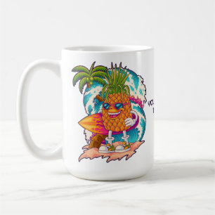 Custom Text Surfing Pineapple Coffee Mug