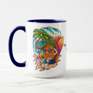 Custom Text Surfing Pineapple Mug