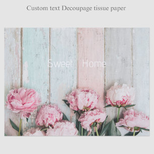 Custom text Swee home Romantic rustic pastel wood Tissue Paper