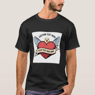 Custom Text T-Shirt Heart Funny Seagull Tattoo