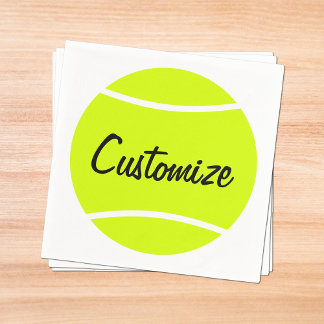 Custom Text Tennis Ball Cocktail Napkins