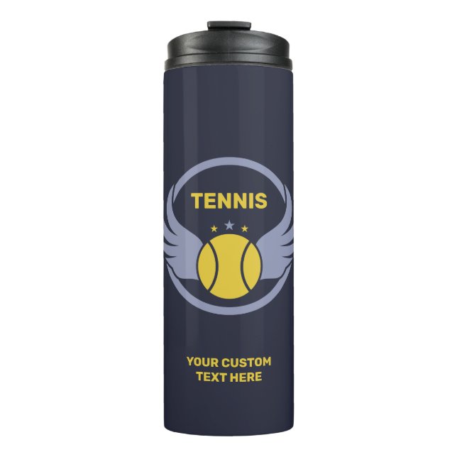 Custom Text Tennis Ball with Wings Thermal Tumbler (Front)