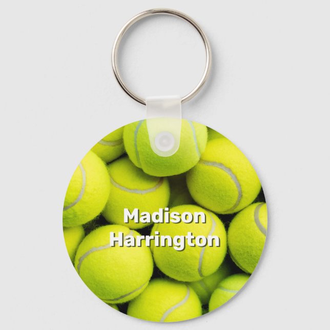 Custom Text Tennis Balls Key Ring (Back)