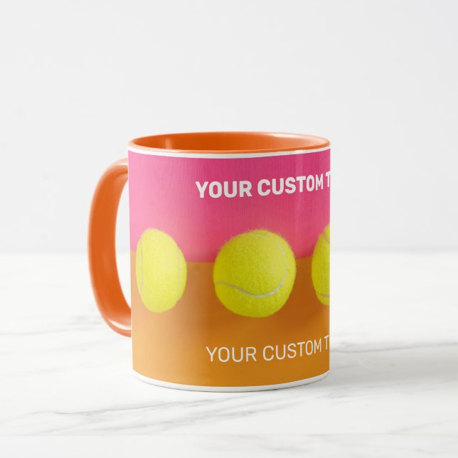 Custom Text Tennis Balls Mug (Front Left)