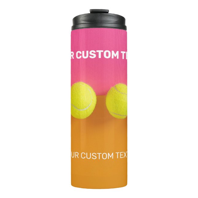 Custom Text Tennis Balls Thermal Tumbler (Front)