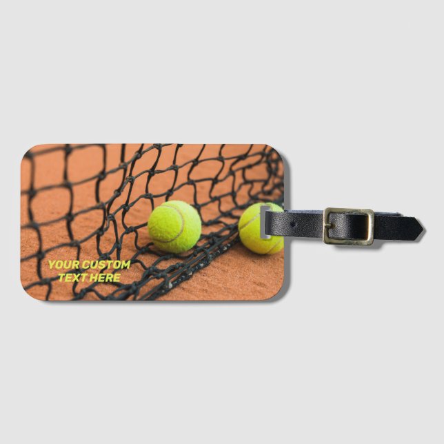 Custom Text Tennis Luggage Tag (Front Horizontal)