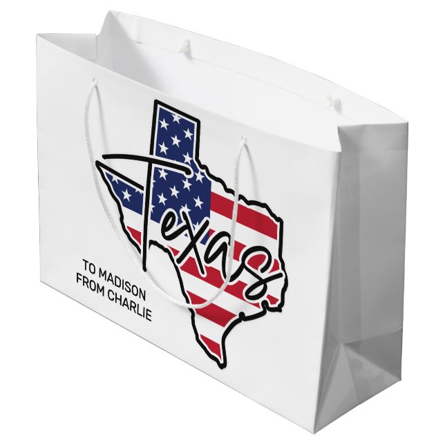 Custom Text Texas Large Gift Bag (Back Angled)
