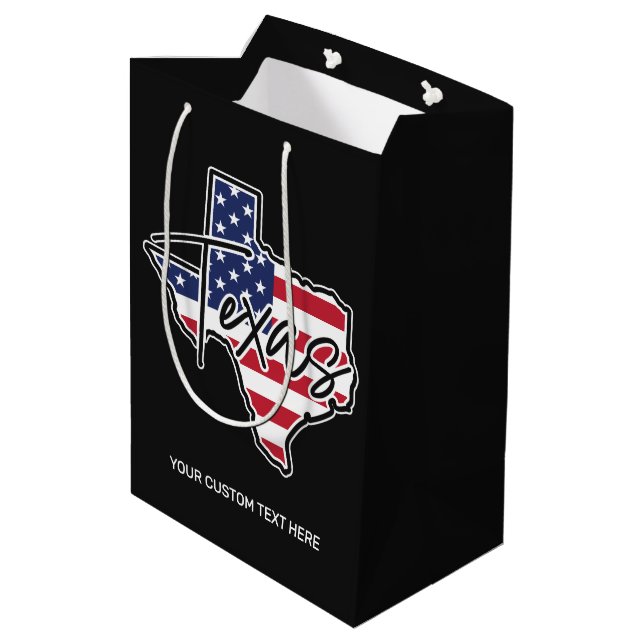 Custom Text Texas Medium Gift Bag (Back Angled)