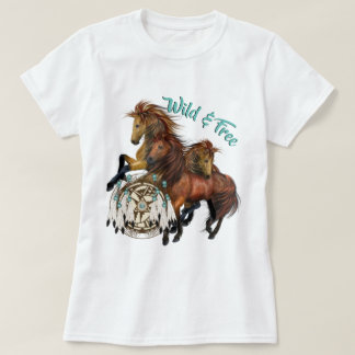 Custom Text Three Wild Stallions and Mandala Shirt