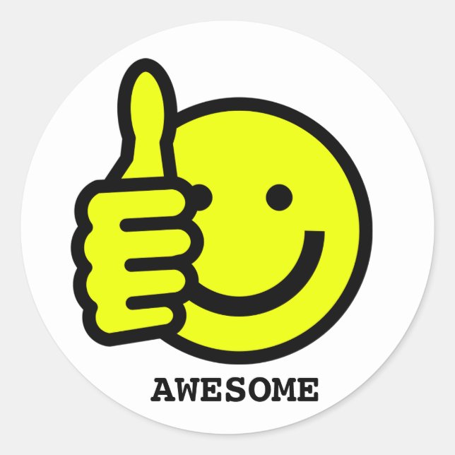 Custom Text Thumbs Up Yellow Face Sticker (Front)