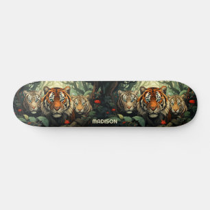 Custom Text Tigers Illustration Skateboard