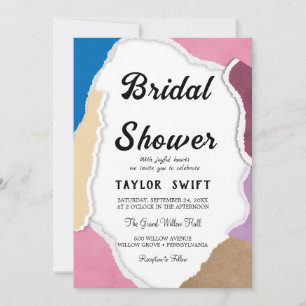 Custom Text Torn Paper Bridal Shower Invitation