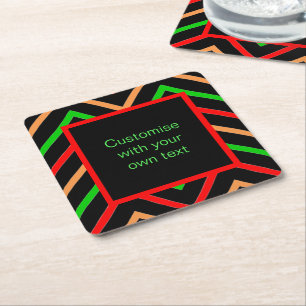 Custom Text Trendy Chevron Square Paper Coaster